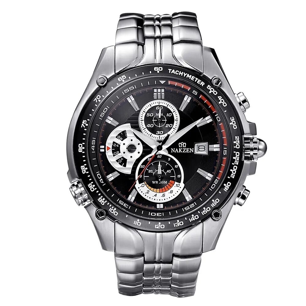 NAKZEN Men Wrist Watch Sport Luminous Mens Quartz Watch Male Multifunction Waterproof 100m Watches Clock relogio masculino, Color: black