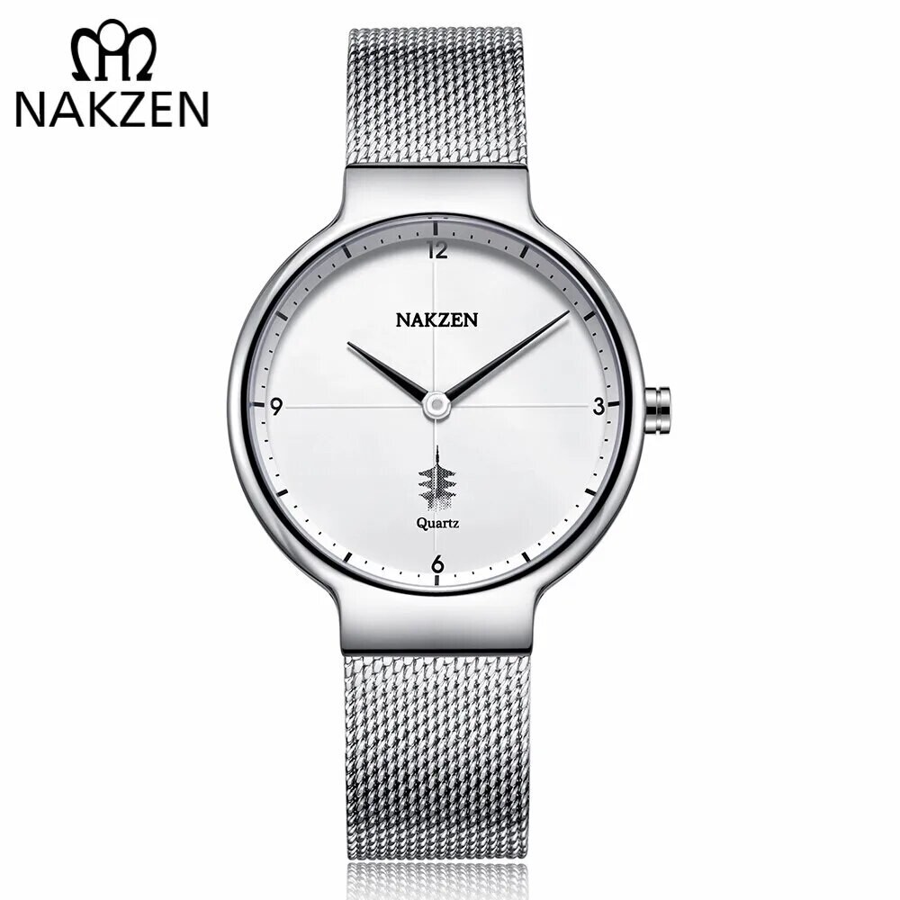 NAKZEN Women Fashion Casual Ultra Thin Quartz Watches Top Brand Luxury Waterproof Ladies Female Wrist Watch Relogio Masculino, Color: White