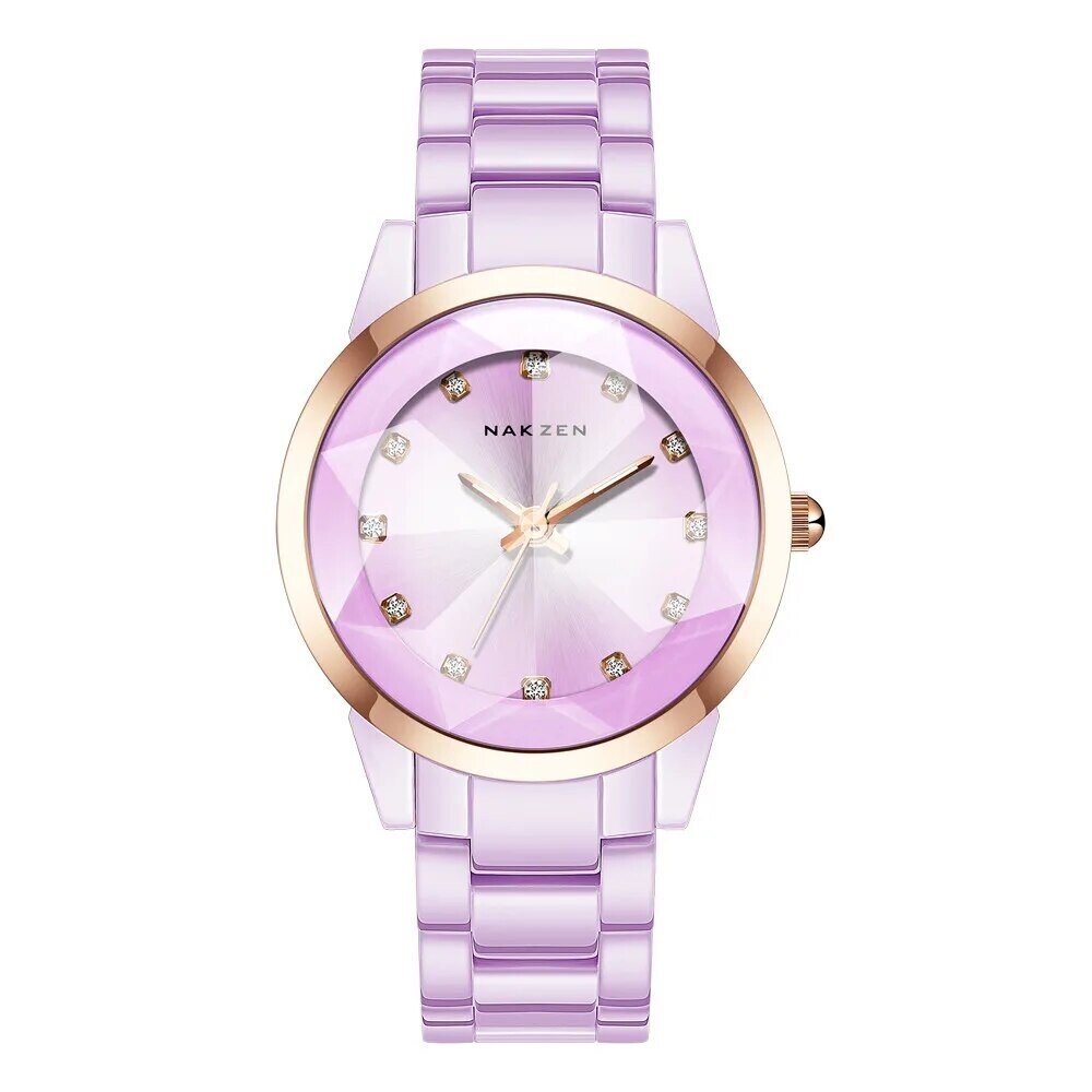 NAKZEN Women Quartz Watches Fashion Ladies Bracelet Colorful Ceramic Watch Diamond luminous Dress Female Clock Reloj Mujer, Color: pink
