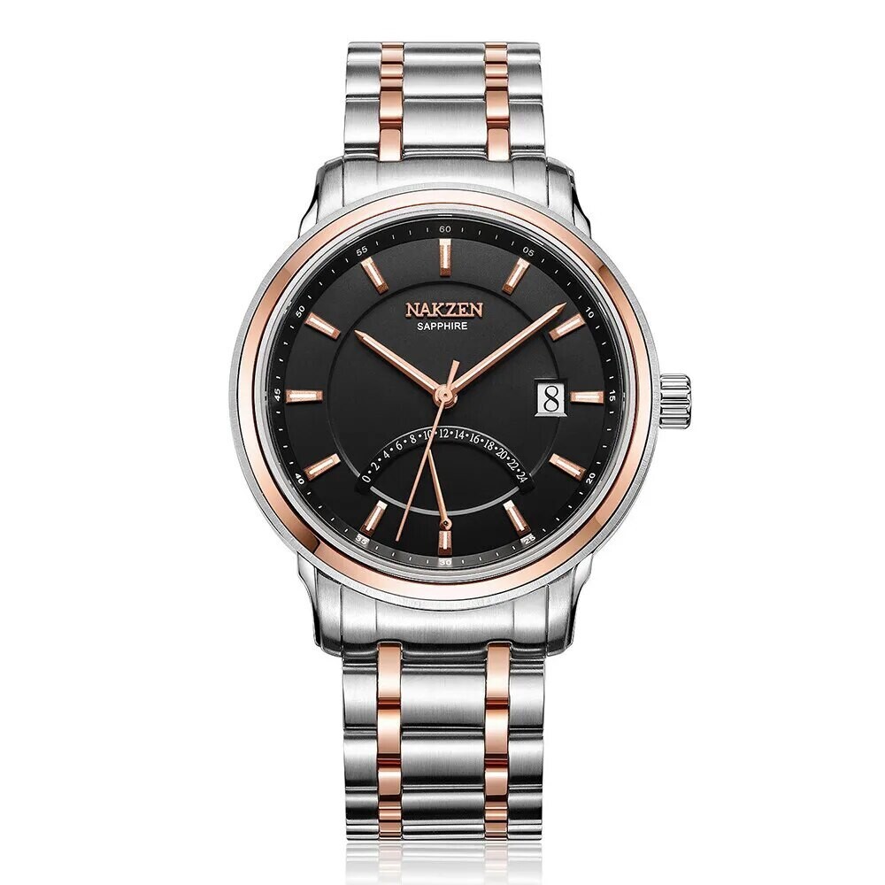 NAKZEN Crescent Shape Mens Quartz Watch Fashion Casual Waterproof Luxury Brand Date Wrist Watch Male Clock relogio masculino, Color: black