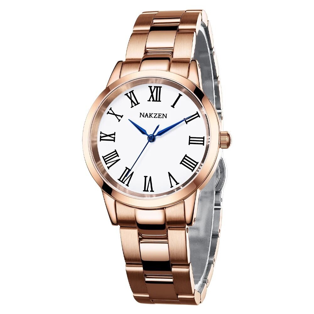 Fashion Ladies Watch Women 2020 New Rose Gold Dress Quartz Watches Luxury Diamond Wristwatches Relogio Feminino Bracelet Clock, Color: Rose gold and white