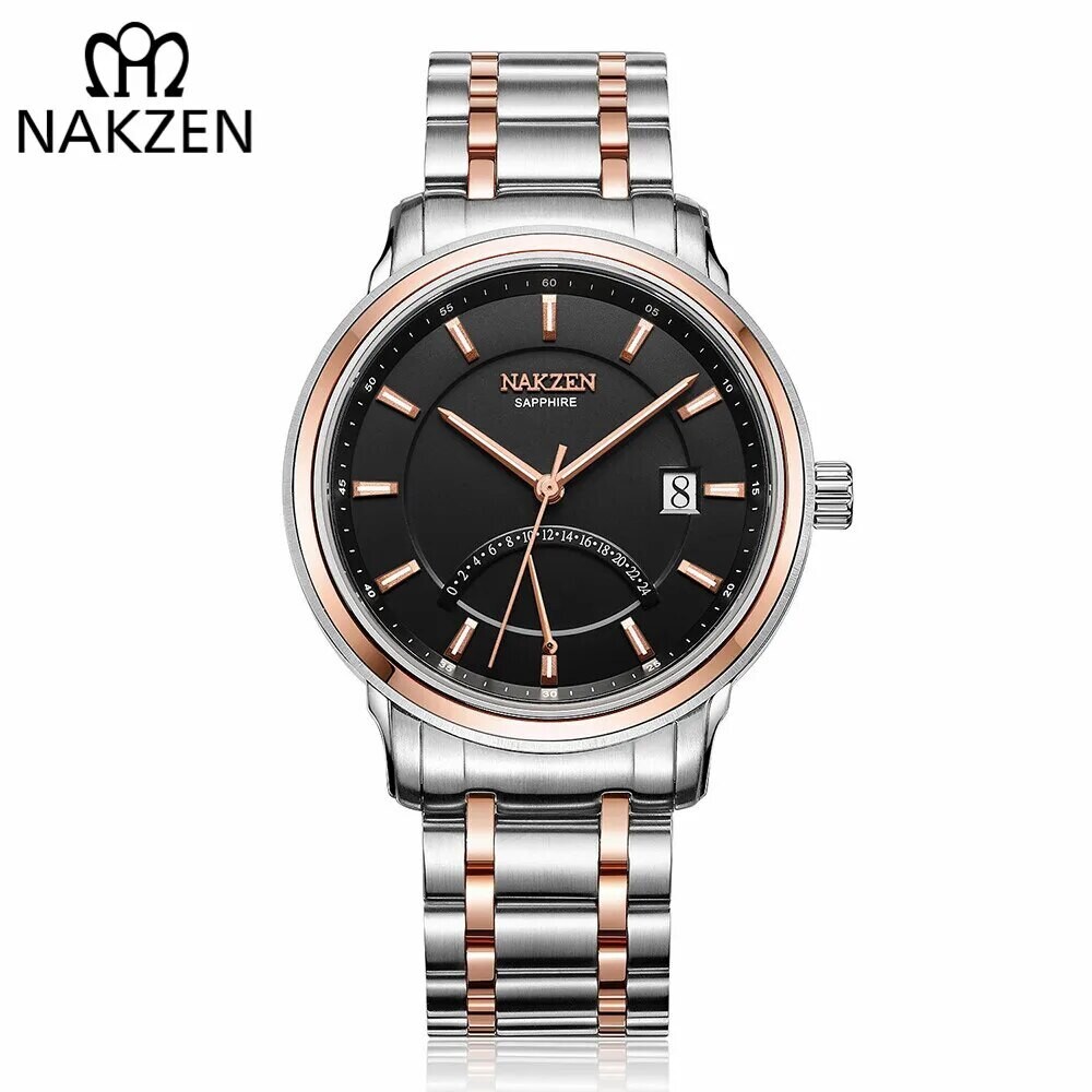 NAKZEN Luxury Brand Chronograph Men Sports Watches Man Quartz Wristwatch Male Calendar Waterproof Watch Clock Relogio Masculino, Color: black