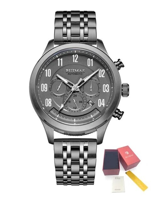 RUIMAS Watch Men Automatic Mechanical Watches Stainless Steel Luminous Business Wristwatch Top Brand Luxury Male Clock 6785, Color: style 3