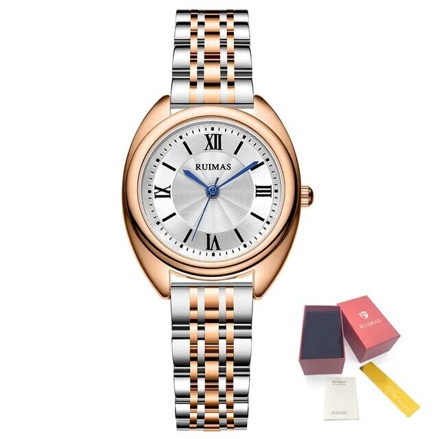 RUIMAS Luxury Women Watch Fashion Ladies Quartz Watches Waterproof Stainless Steel Casual Business Wrist Watch Female Clock 593, Color: style 2
