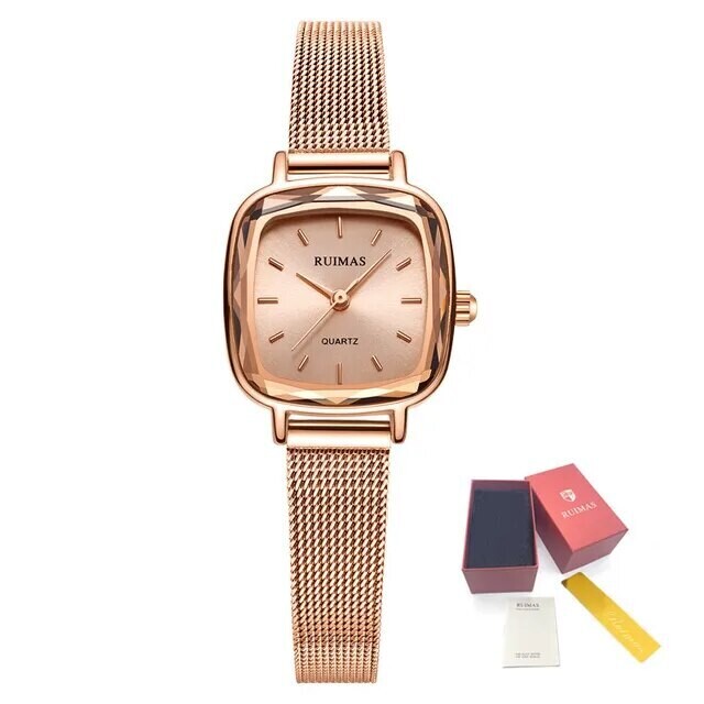 RUIMAS Ladies Watch Bracelet Brand Luxury Women Watches Waterproof Quartz Female Watches Fashion Casual Wrist Watch Clock 571, Color: Rose