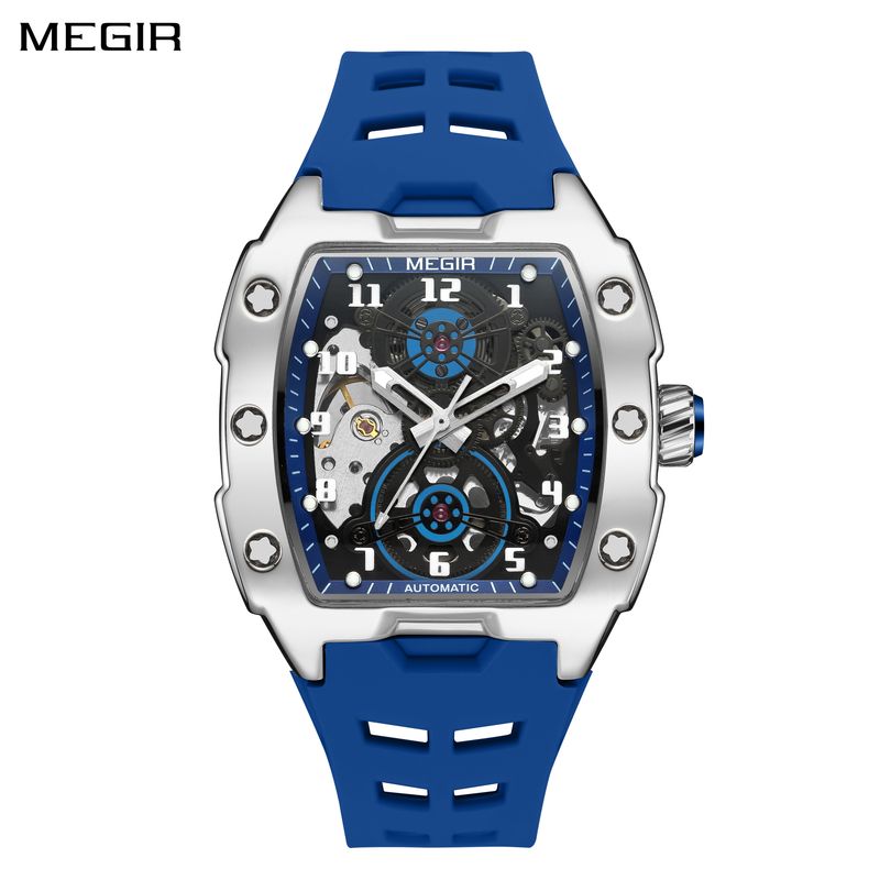 MEGIR New Men Watches Luxury Brand Automatic Mechanical Watch Silicone Strap Sports Casual Wristwatch Waterproof Clock Male Gift