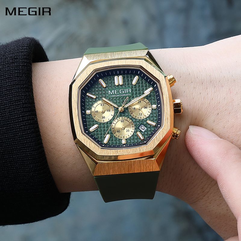 MEGIR Fashion Sport Military Watches for Men Top Luxury Quartz Wristwatch Silicone Strap Waterproof Date Clock Reloj Hombre 2215