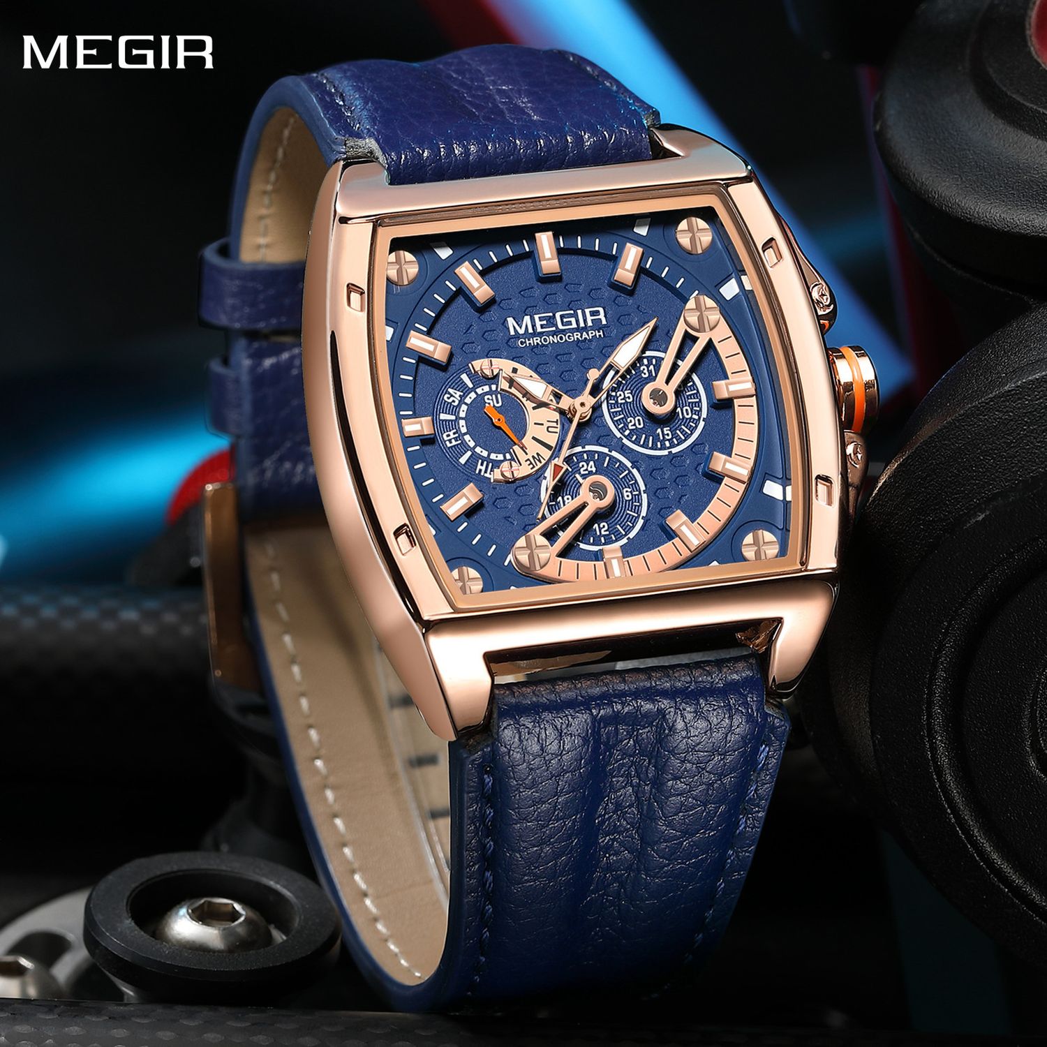 MEGIR Fashion Mens Watches Brand Luxury Waterproof Military WristWatch Leather Sport Quartz Date Weeds Clock Reloj Hombre 2204