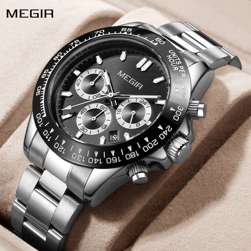 MEGIR Fashion Men Business Watches Stainless Steel Quartz Watch Top Brand Luxury Casual Wristwatch Waterproof Clock Reloj Hombre