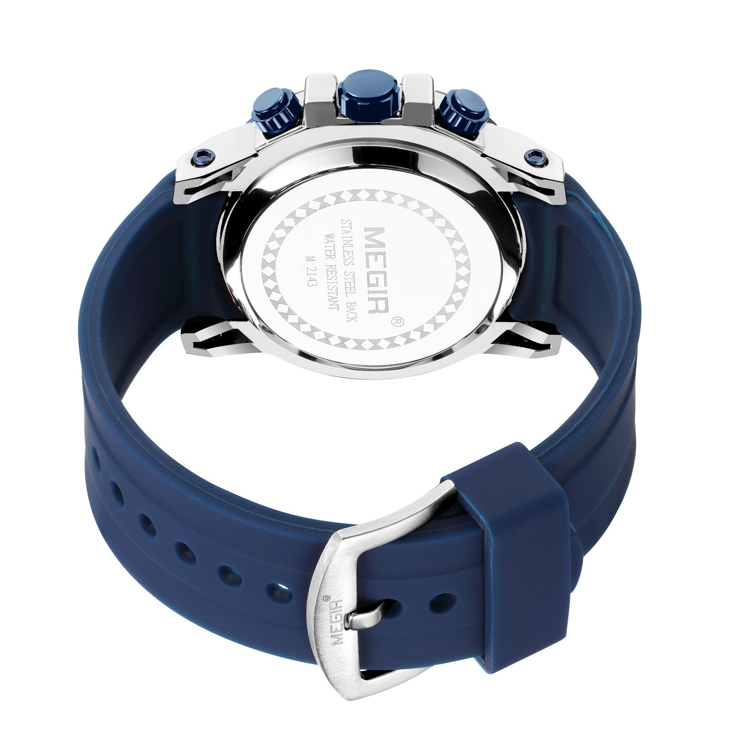 MEGIR Orologio Sportivo Uomo Cronografo Al Quarzo – Impermeabile 3 ATM, Calendario, Cinturino Silicone Blu