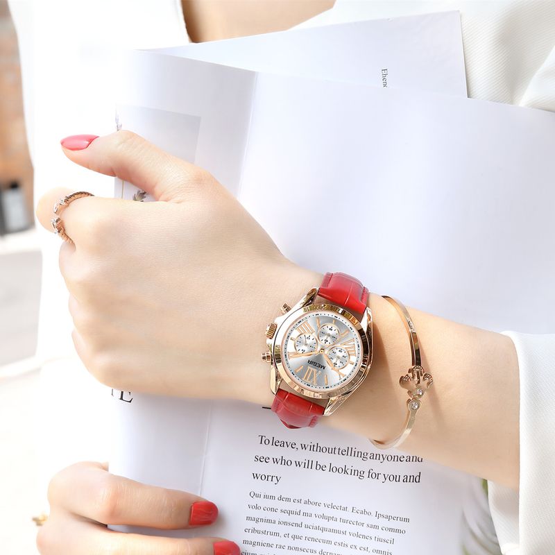 MEGIR Watches for Women Luxury Ladies Wristwatch Leather Waterproof Elegant Dress Quartz Chronograph Female Clock 24-hour 2114