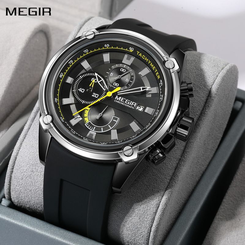 MEGIR Reloj Hombre Original Luxury Chronograph Men Sport Silicone Date Quartz Watches Waterproof Wristwatch Relogio Masculino