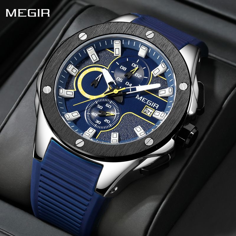 MEGIR Men Sport Military Watch Luxury Luminous Chronograph Quartz Watches Clock Calendar Waterproof Wristwatch Relogio Masculino