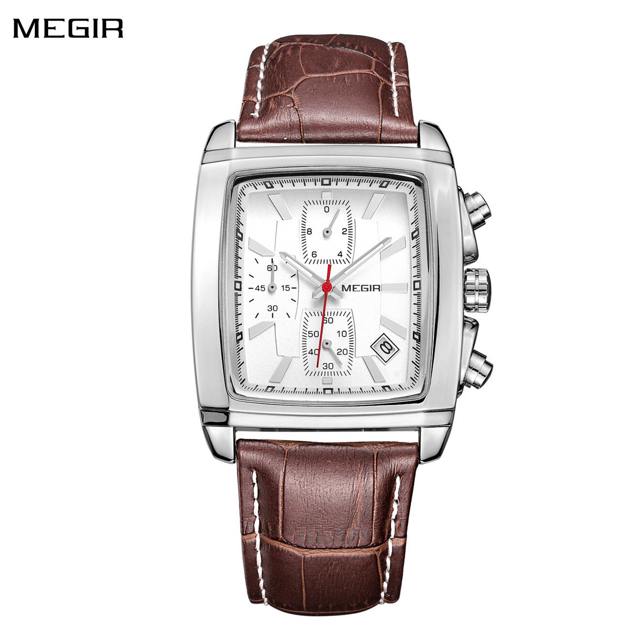 MEGIR Watch Men Business Wristwatch Rectangle Quartz Military