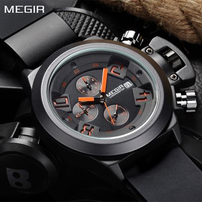 MEGIR Men Watches Luxury Fashion Sport Military Chronograph Luminous Date Quartz Wristwatch Clock Big Dial Relogio Masculino 2002