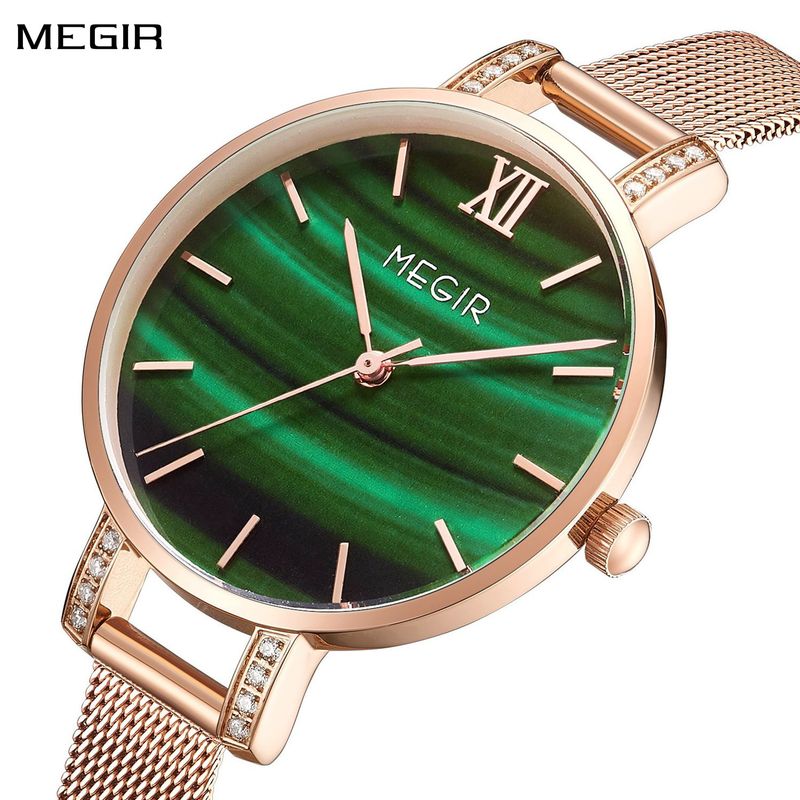 MEGIR Fashion Quartz Women Bracelet Watches Luxury Casual Ladies Dress Clock Female Steel Mesh Band Wristwatch Relogio Feminino 7002