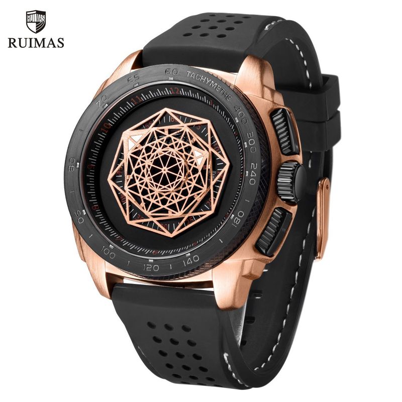 RUIMAS Men Silicone Band Quartz Casual Wrist Watches Large Dial Sport Military Watch Clock Luminous Waterproof Relogio Masculino