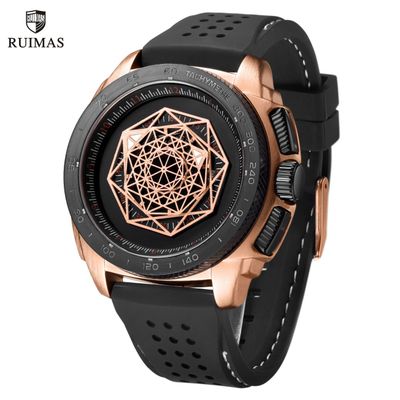 RUIMAS Men Silicone Band Quartz Casual Wrist Watches Large Dial Sport Military Watch Clock Luminous Waterproof Relogio Masculino