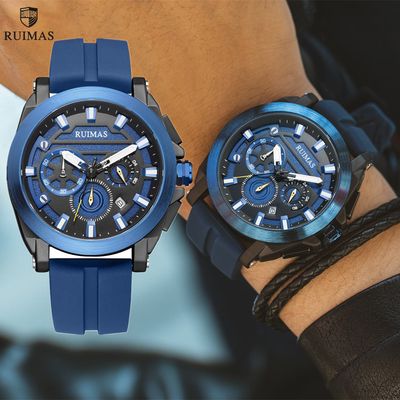RUIMAS Relogio Masculino Luxury Silicone Band Large Dial Mens Sports Watch Waterproof Luminous Date WristWatch Quartz Clock