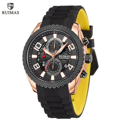 RUIMAS Fashion Watches for Men Luxury Large Dial Quartz Sports Chronograph Clock Luminous Date Casual WristWatch Reloj Hombre 584