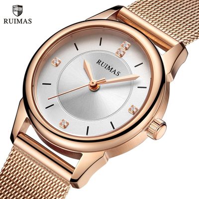 RUIMAS Women Watches Luxury Fashion Female Quartz Watch Steel Mesh Ladies Wristwatch Elegant Dress Clock Relogio Feminino 6779