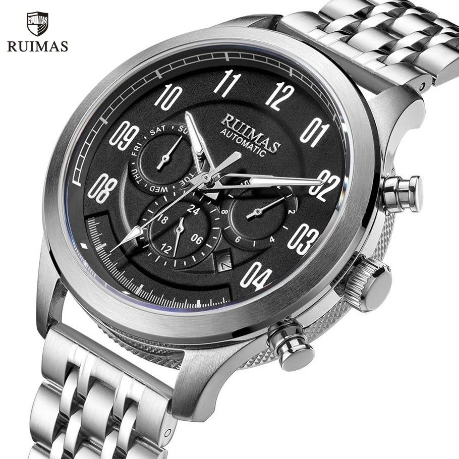 RUIMAS Watch Men Automatic Mechanical Watches Stainless Steel Luminous Business Wristwatch Top Brand Luxury Male Clock 6785
