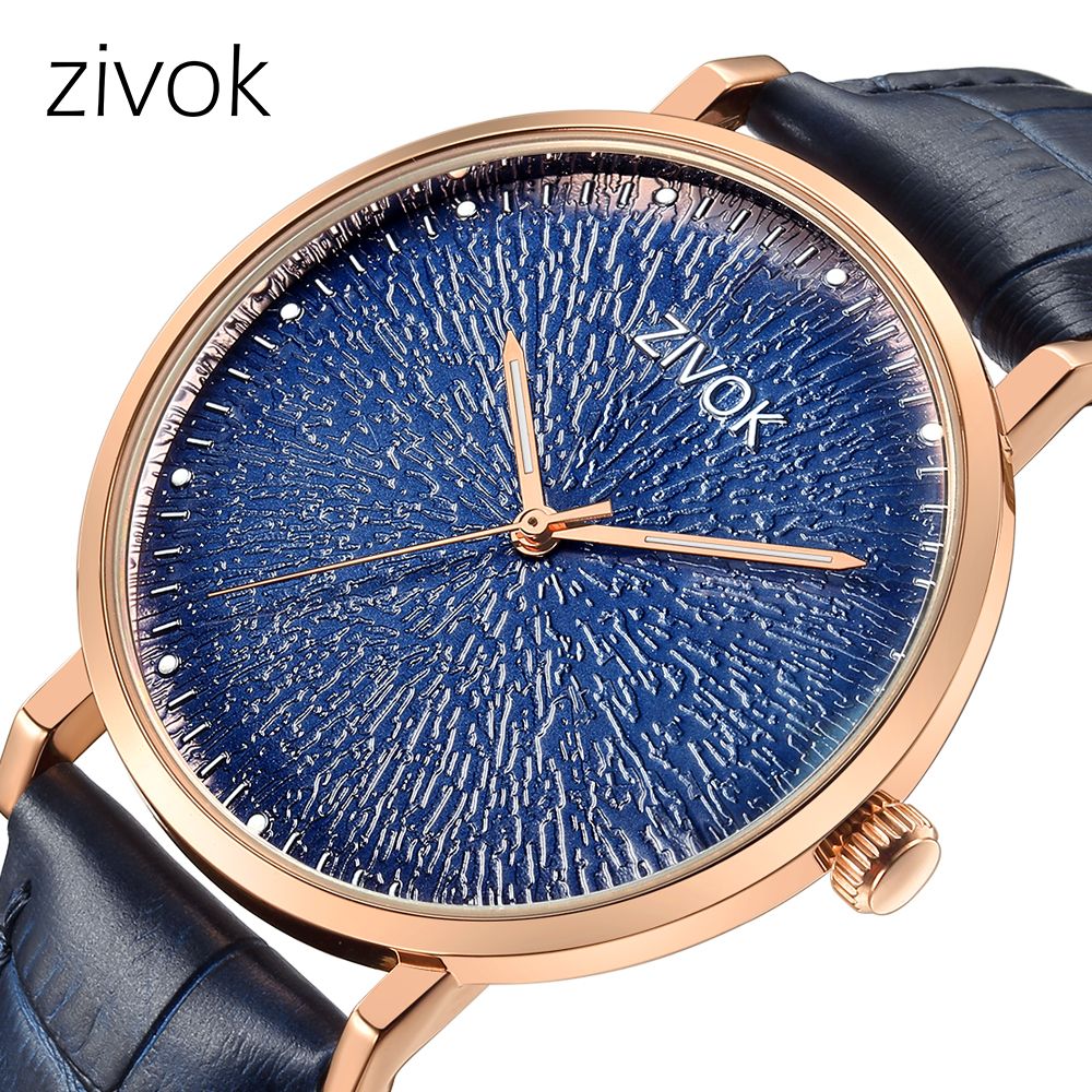 ZIVOK Fashion Quartz Wristwatch Men Sports Watches Waterproof Leather Strap Men&#39;s Clock Watch Relogio Masculino