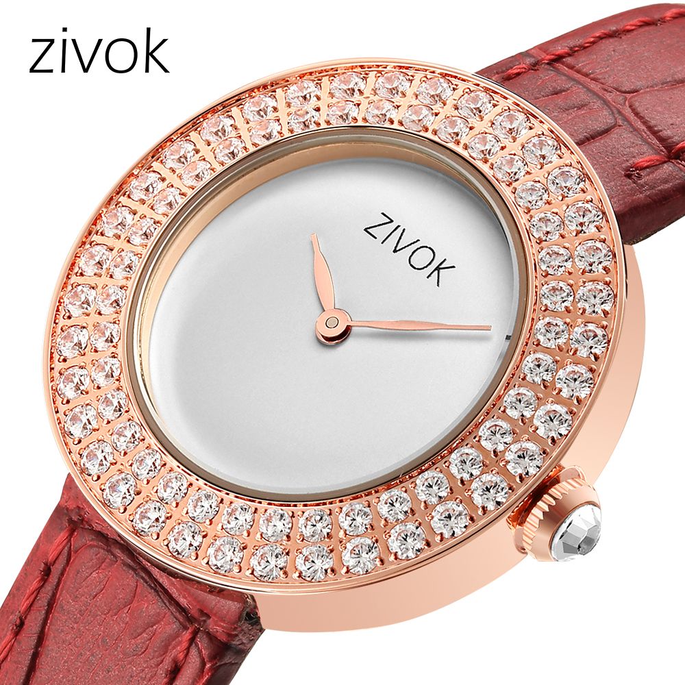 ZIVOK Brand Luxury Women Watches Diamond Ladies Quartz Watch Waterproof Clock Leather Strap Relogio Feminino