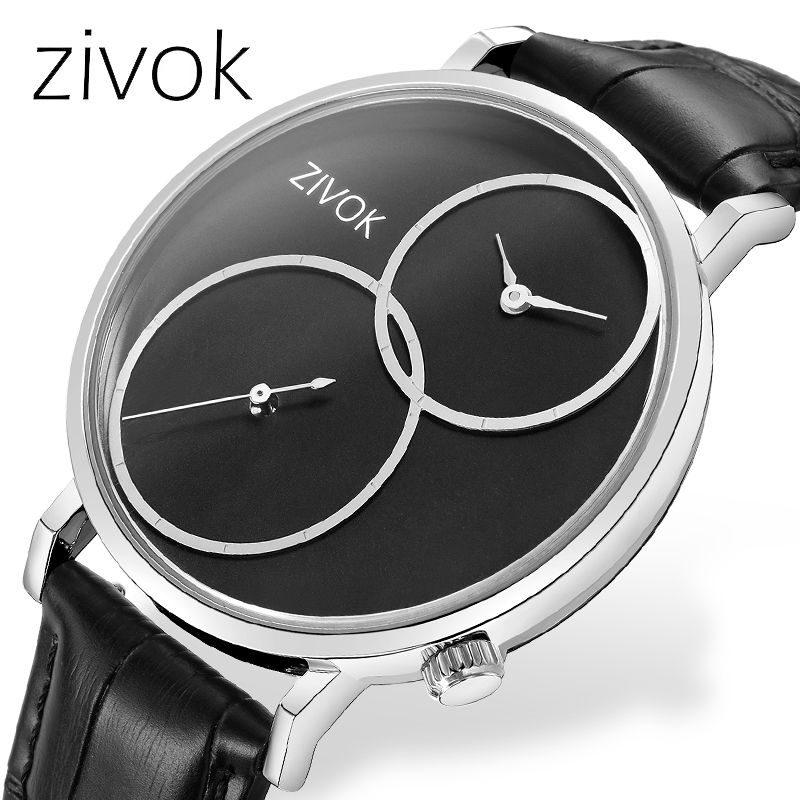 ZIVOK Large Dial Men&#39;s Quartz Watches Leather Bracelet Sport Men Watches Waterproof Male Clock Reloj Hombre