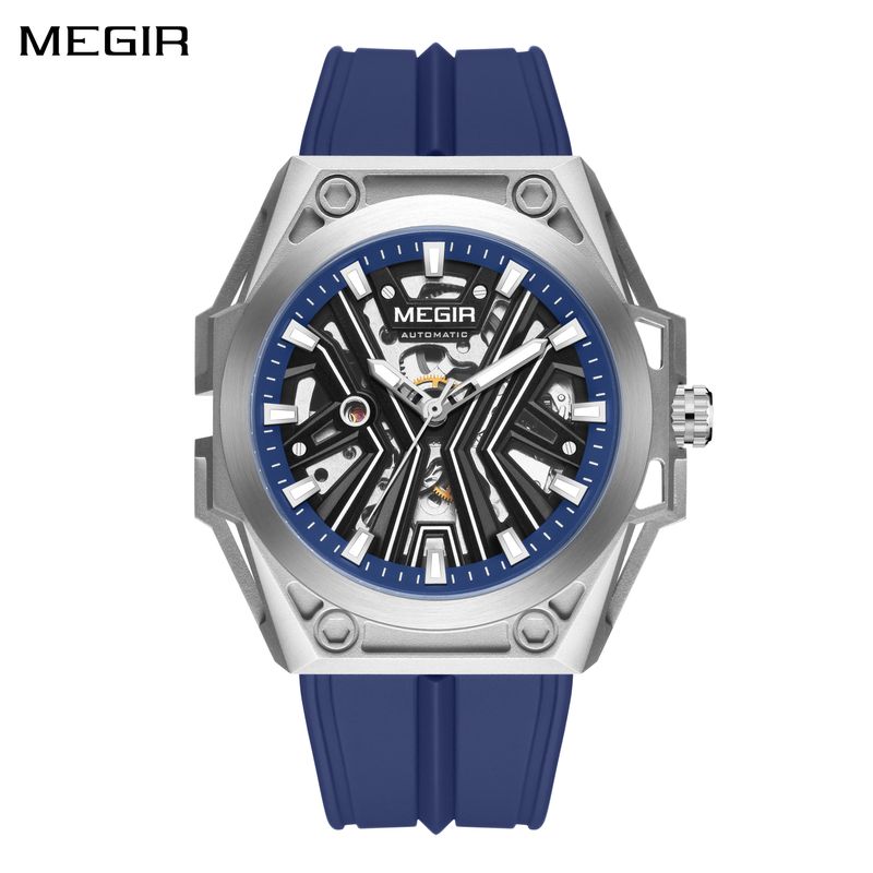 MEGIR Fashion Fully Automatic Mechanical Men&#39;s Watch Stainless Steel Case Sports Military Wristwatch Waterproof Watches Clock