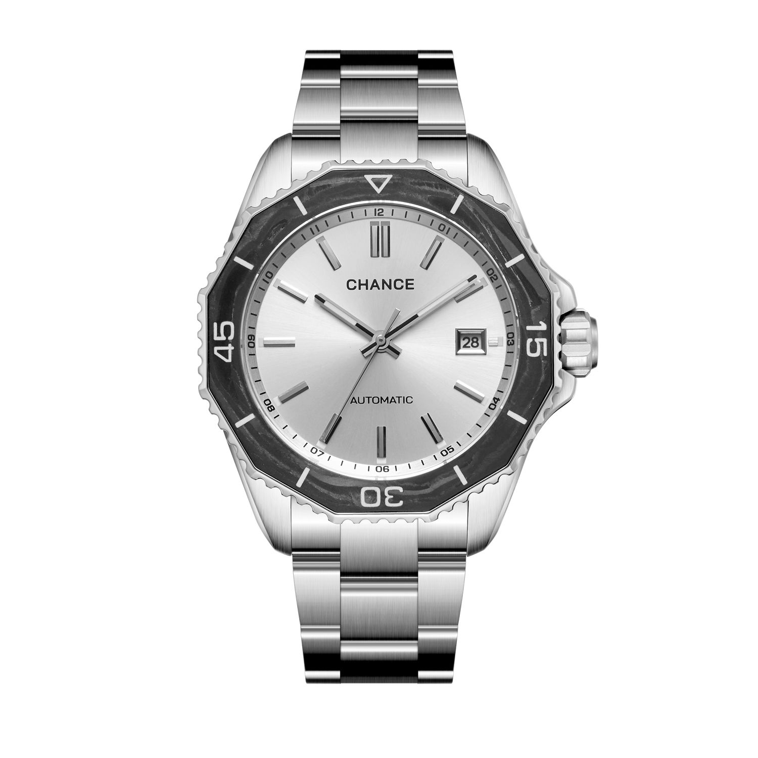 CHANCE Automatic Mechanical Watches Movement 10Bar Waterproof Stainless Steel Sapphire Glass Business Wristwatch Clock