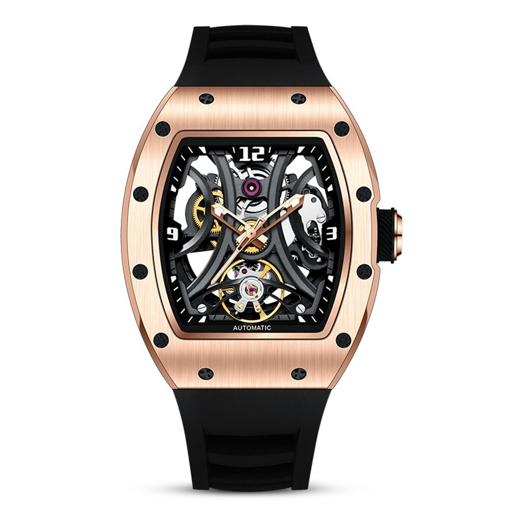 New Skeleton Big Dial Mechanical Watch for Men Fashion Luminous Automatic Movement Wristwatch Stainless Steel Case Clock 9190-11