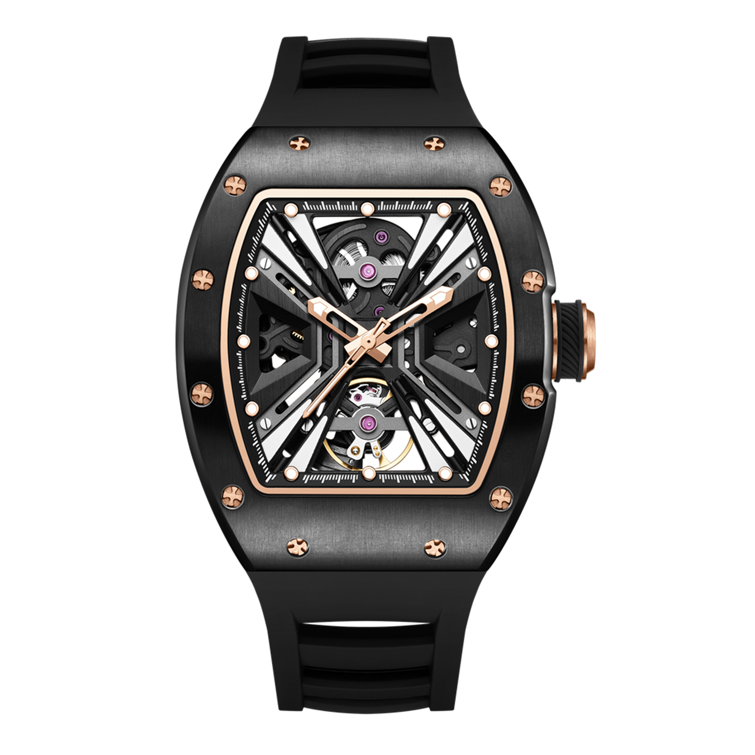 New Skeleton Dial Men&#39;s Watch Stainless Steel Case Automatic Mechanical Wristwatches 30M Waterproof Sports Watches Gift 9190-4