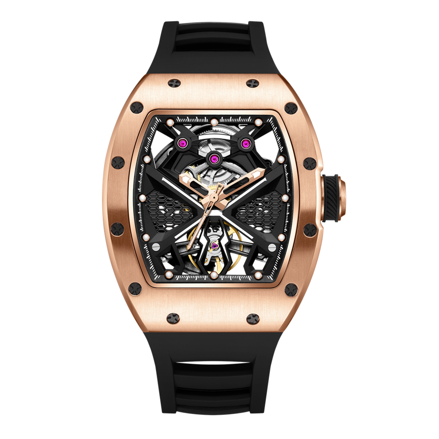 New Hollow Out Dial Men Mechanical Watch Fashion Stainless Steel Automatic Wristwatch Waterproof Watch Clock Montre Homme 9190-5