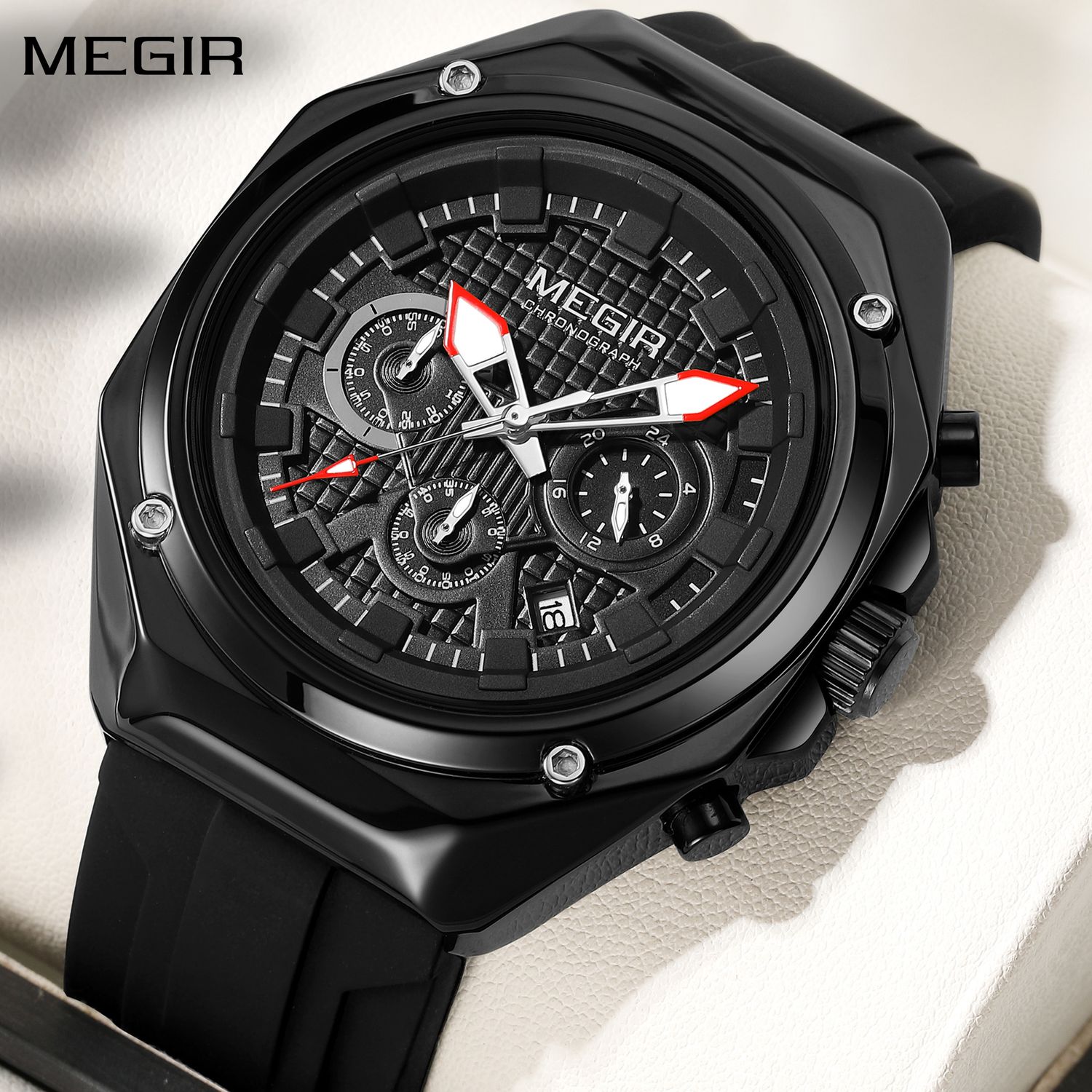 MEGIR Brand Men Quartz Watch Luxury Sport Wristwatches Waterproof Luminous 24 Hours Chronograph Clock Date Reloj Hombre 8118