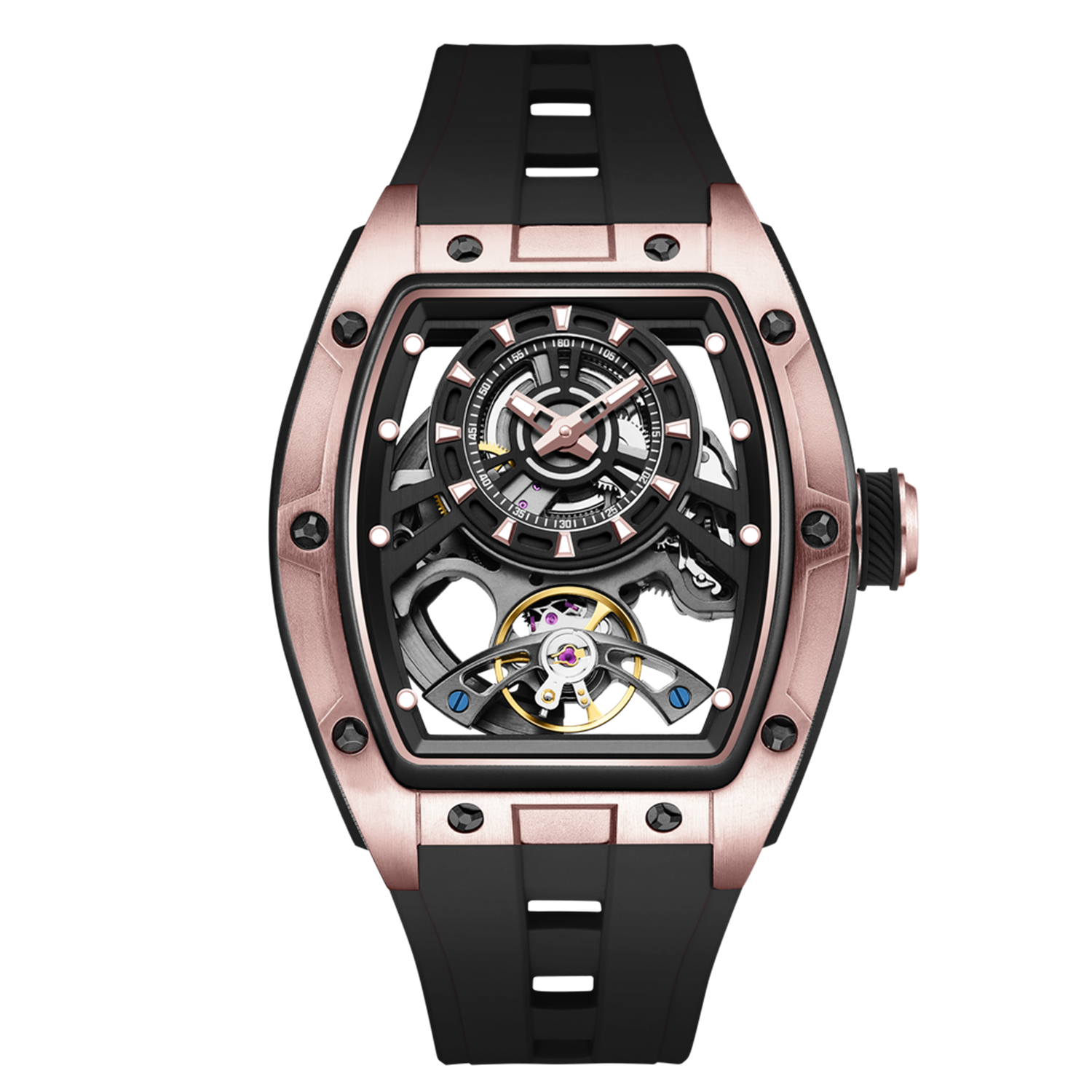 New Fashion Automatic Mechanical Watches for Men Waterproof Skeleton Dial Stainless Steel Case Male Wristwatch Clock 9198-6