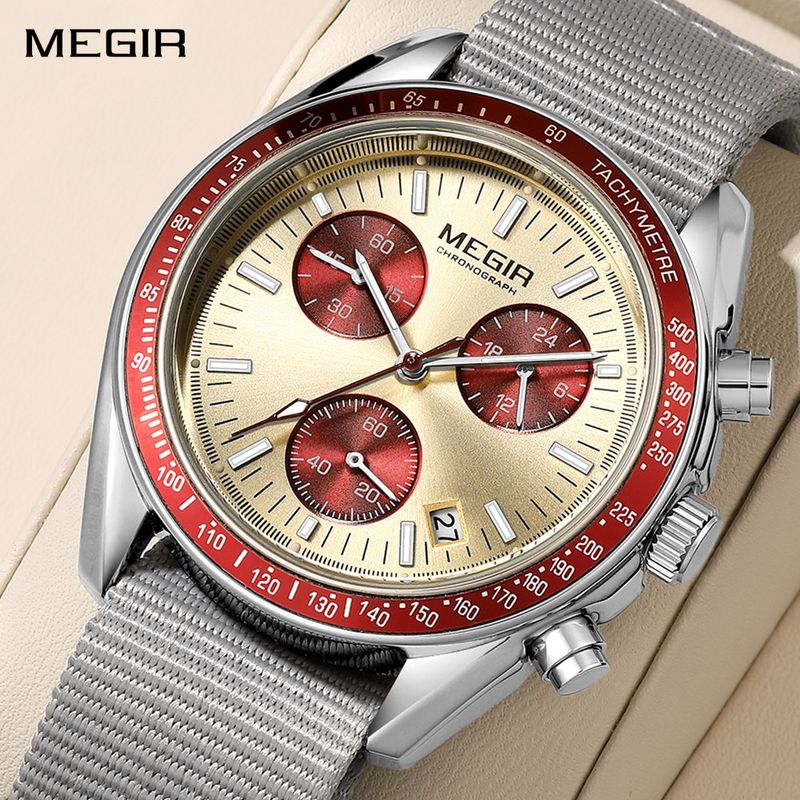 MEGIR Fashion Brand Men Wristwatches Military Sport Watches Canvas Strap Waterproof Chronograph Clock Gift for Men Montre Homme 2247