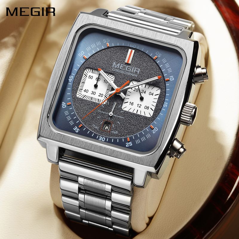 MEGIR Reloj Hombre Original Luxury Business Casual Watch for Men Waterproof Steel Band Quartz Sport Wristwatch Chronograph Clock 2182