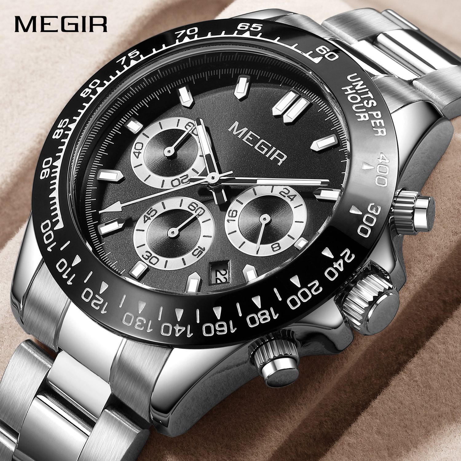 MEGIR Fashion Men Business Watches Stainless Steel Quartz Watch Luxury Casual Sport Wristwatch Waterproof Clock Reloj Hombre 8104