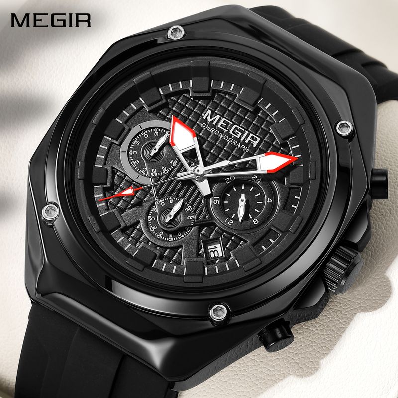 MEGIR Brand Men Quartz Watch Luxury Sport Wristwatches Waterproof Luminous 24 Hours Chronograph Clock Date Reloj Hombre 8118