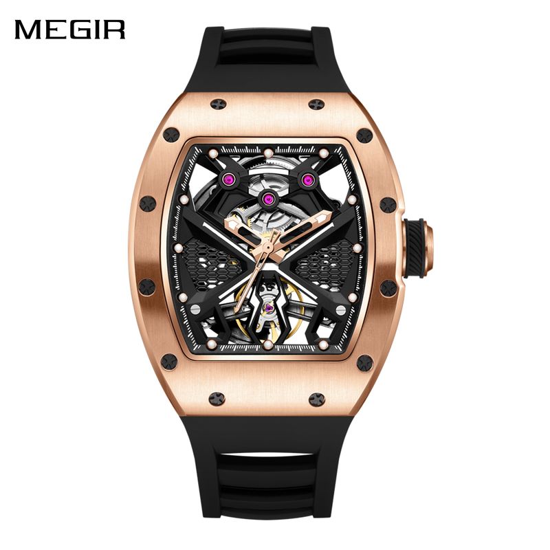 MEGIR Hollow Out Dial Men Mechanical Watch Fashion Stainless Steel Automatic Wristwatch Waterproof Watch Clock Montre Homme 9190-5