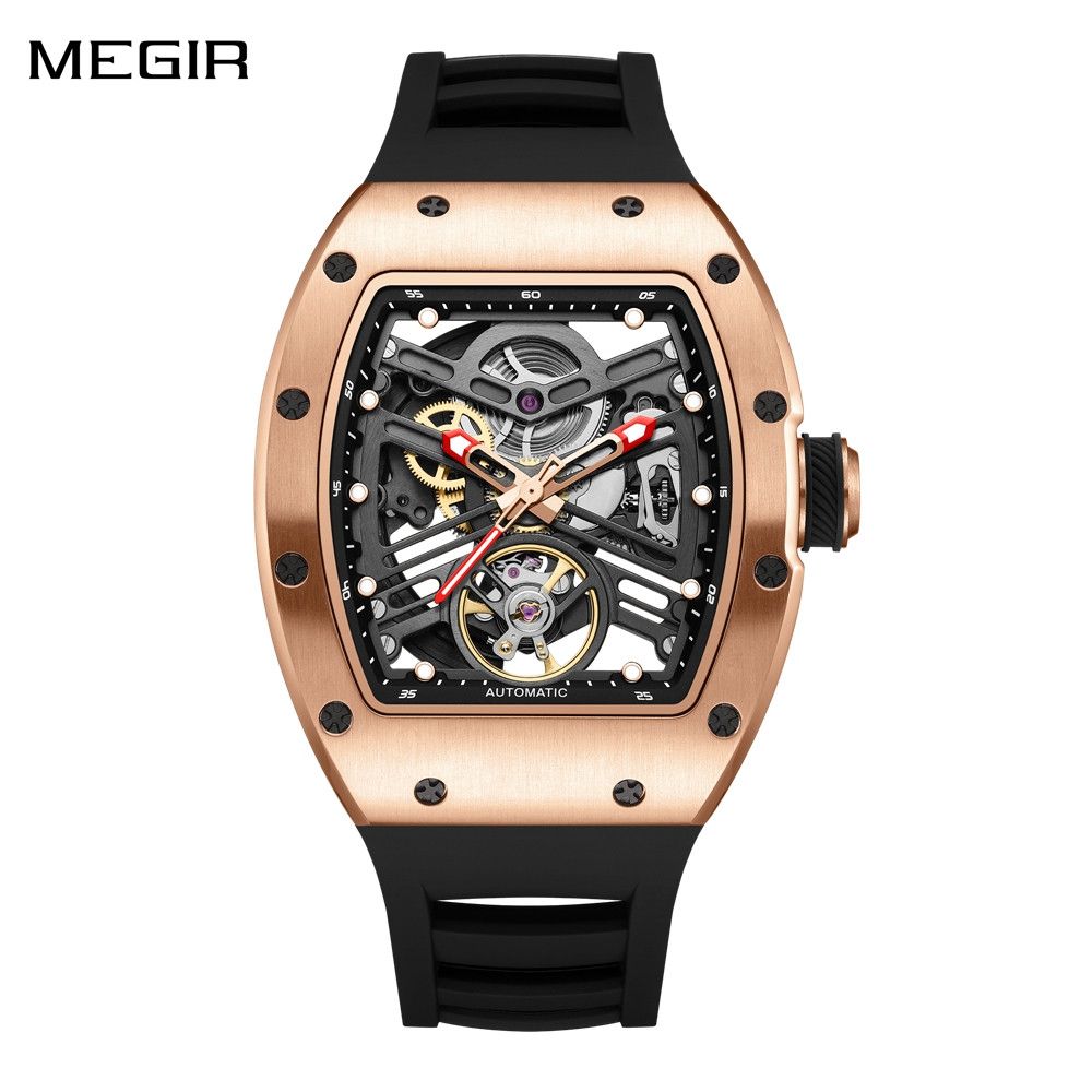 MEGIR 42MM Hollow Out Men Mechanical Watch Clock Stainless Steel Case Luminous Waterproof Automatic Watches Wristwatch 9190-13