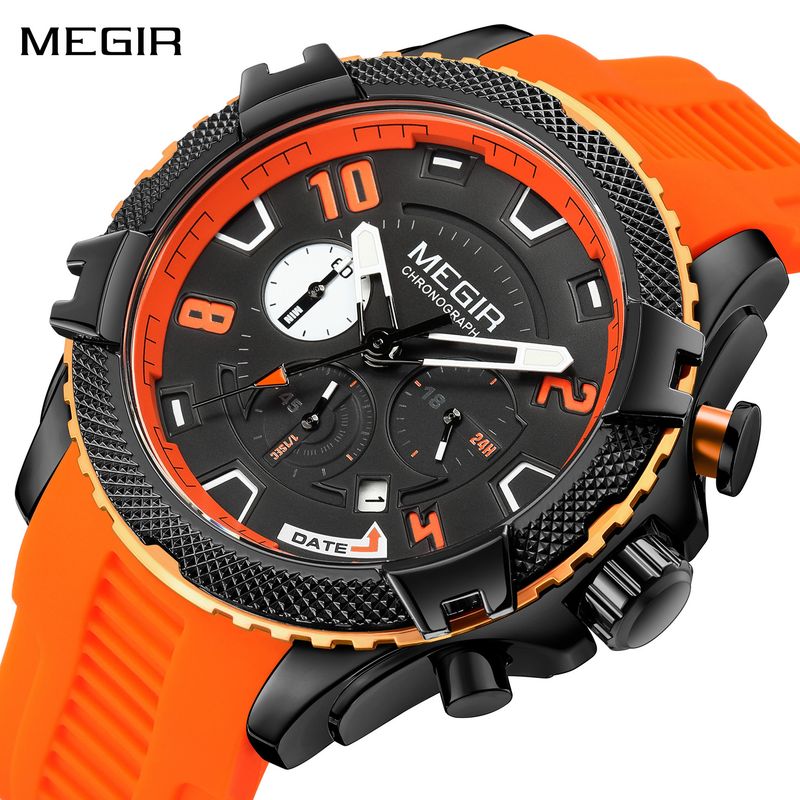 MEGIR Luxury Men&#39;s Watches Fashion Sport Quartz Watch Waterproof Date Chronograph Military Wristwatches Clock Reloj Hombre 2200