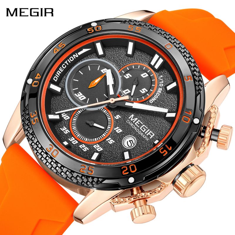 MEGIR Men&#39;s Watches Luxury Military Sport Wristwatches Waterproof Luminous Silicone Strap Quartz Chronograph Reloj Hombre 2211