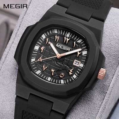 MEGIR 43MM Irregular Dial Men Watches Quartz Waterproof Sport Casual Wristwatch Clock Date Gifts for Man Reloj Hombre 8119