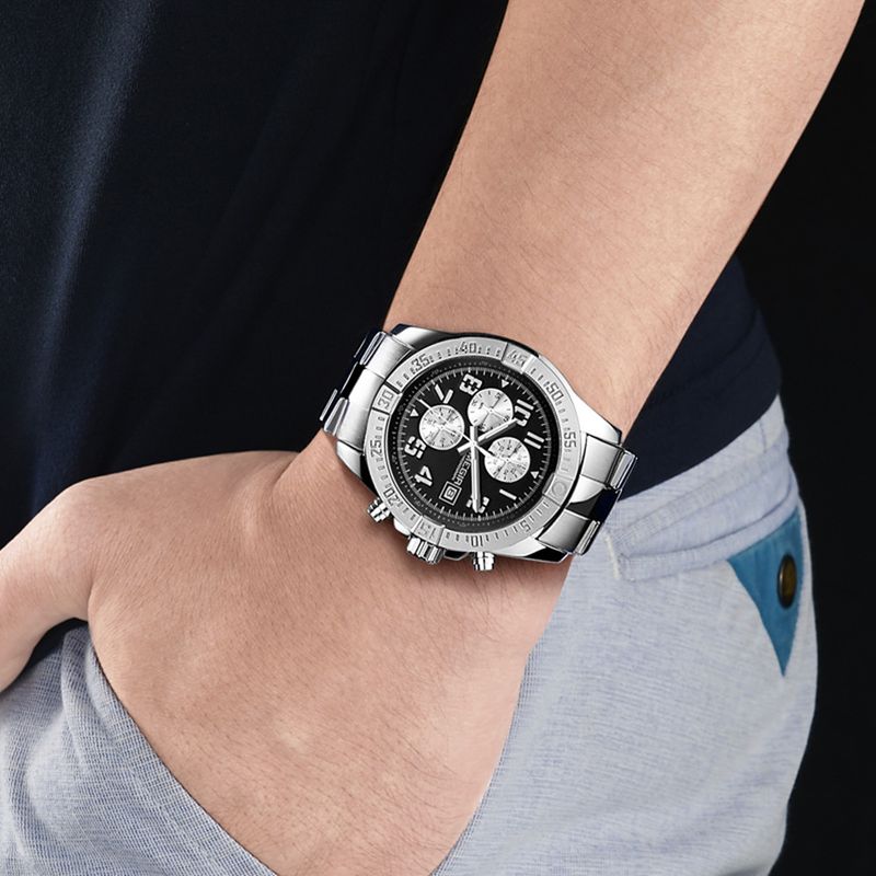 MEGIR Men's Business Quartz Watches Top Luxury Brand Casual Wristwatch Waterproof Date Clock Stainless Steel Man Chronograph 2030