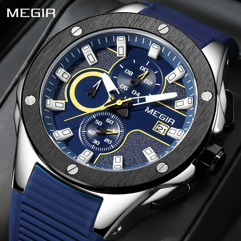 MEGIR Men Sport Military Watch Luxury Luminous Waterproof Chronograph Quartz Wristwatch Date Clock Relogio Masculino 2053