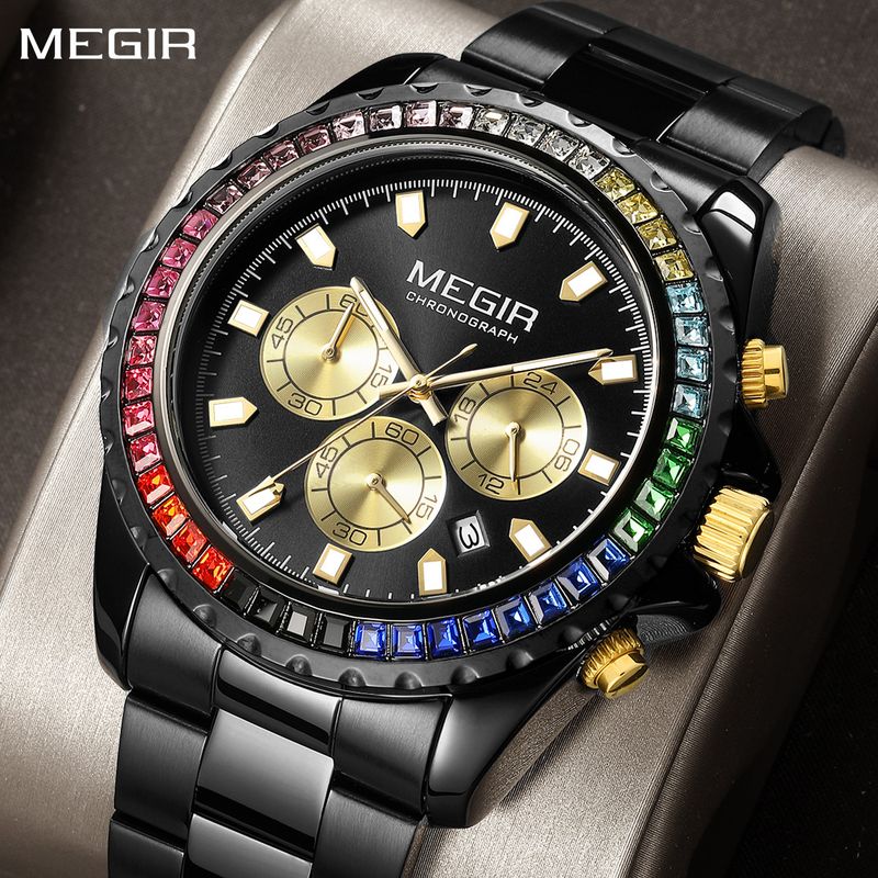 MEGIR Men Watches Luxury Military Quartz Wristwatch Waterproof Stainless Steel Strap Business Watch Chronograph Date Clock Relogio Masculino 2227
