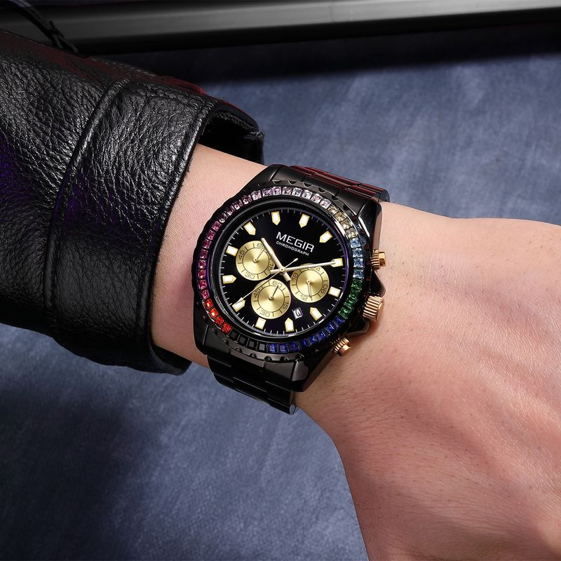 MEGIR Men Watches Luxury Military Quartz Wristwatch Waterproof Stainless Steel Strap Business Watch Chronograph Date Clock Relogio Masculino 2227