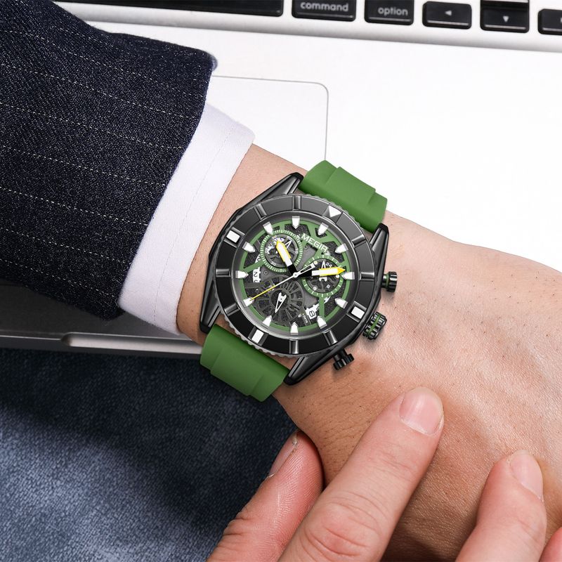 MEGIR Fashion Military Sports Watches for Men Silicone Waterproof Quartz Wristwatches with Chronograph Clock Date 24-hour 2209
